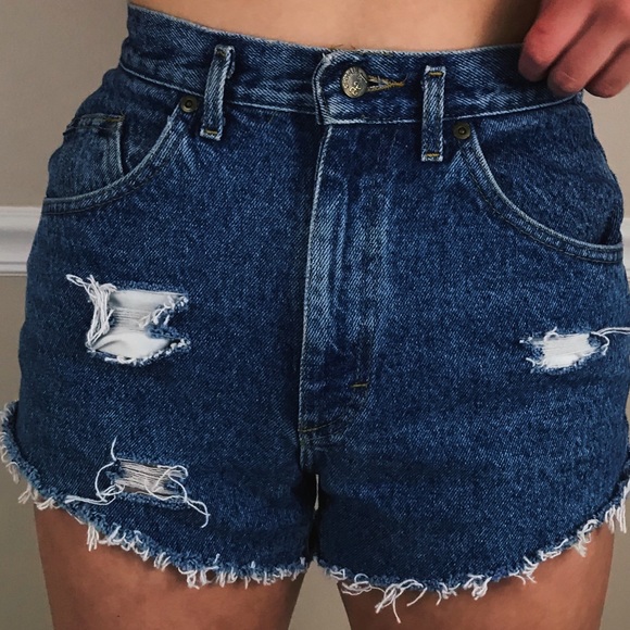Lee Pants - Vintage Lee high rise distressed jean shorts